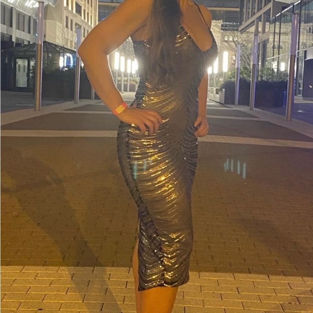 Fashion nova black/nude sequin dress